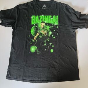 Ripple Junction Black Tee with Bright Green 'BAZINGA!' Graphic